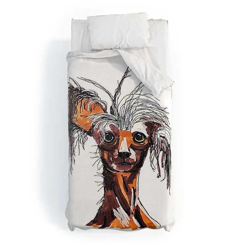 Whimsical Canine Portrait Duvet Cover