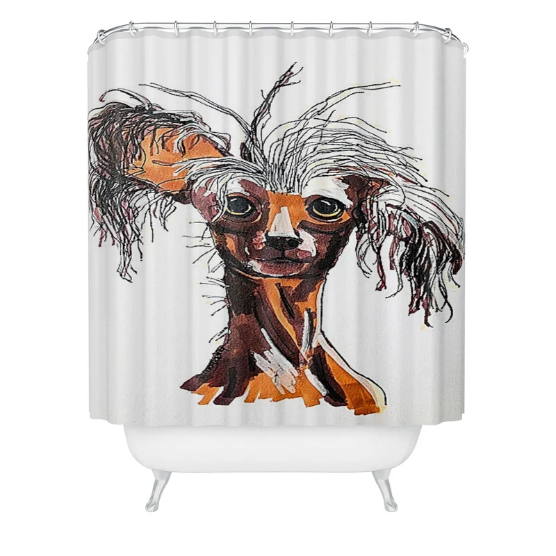 Whimsical Canine Portrait Shower Curtain