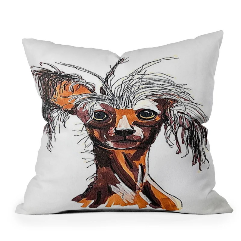 Whimsical Canine Portrait Throw Pillow