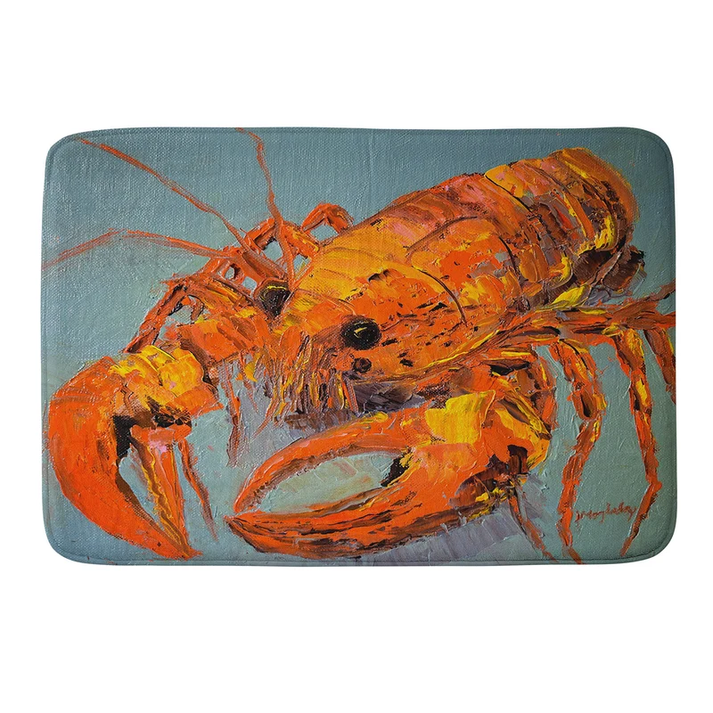 Vibrant Lobster Portrait Bath Mat