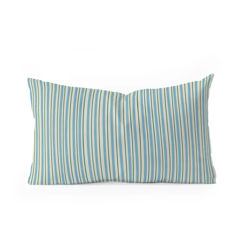 Vintage Blue and Green Vertical Stripes Rectangular Pillow