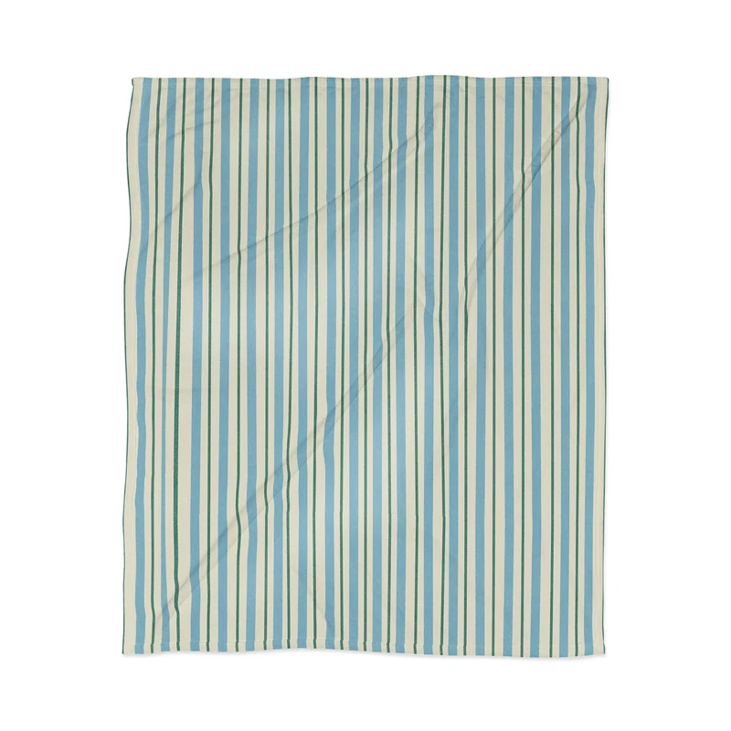 Vintage Blue and Green Vertical Stripes Throw Blanket