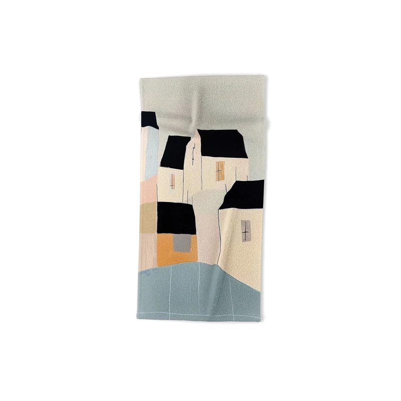 Folk Village Houses Bath Towel
