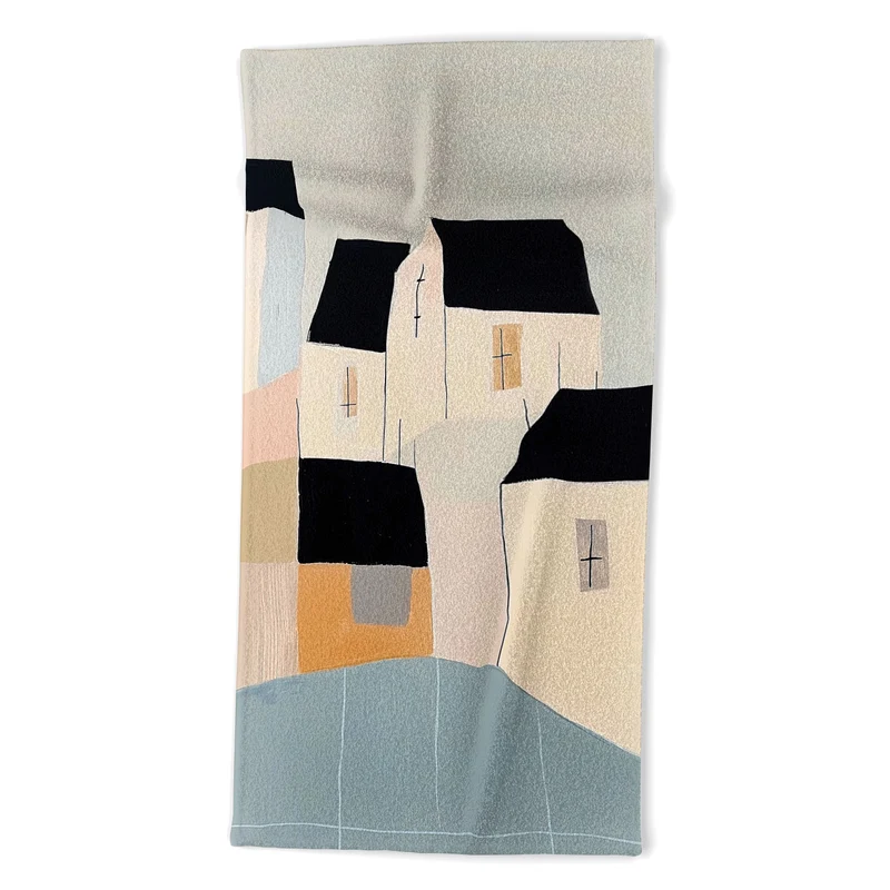 Folk Village Houses Bath Towel