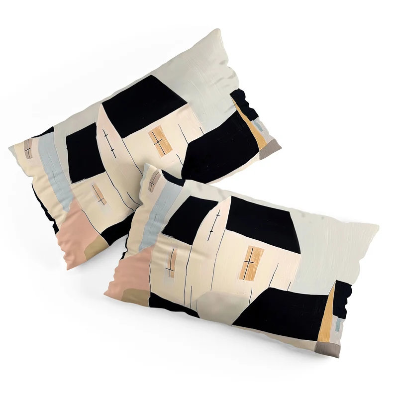 Folk Village Houses Pillow Sham