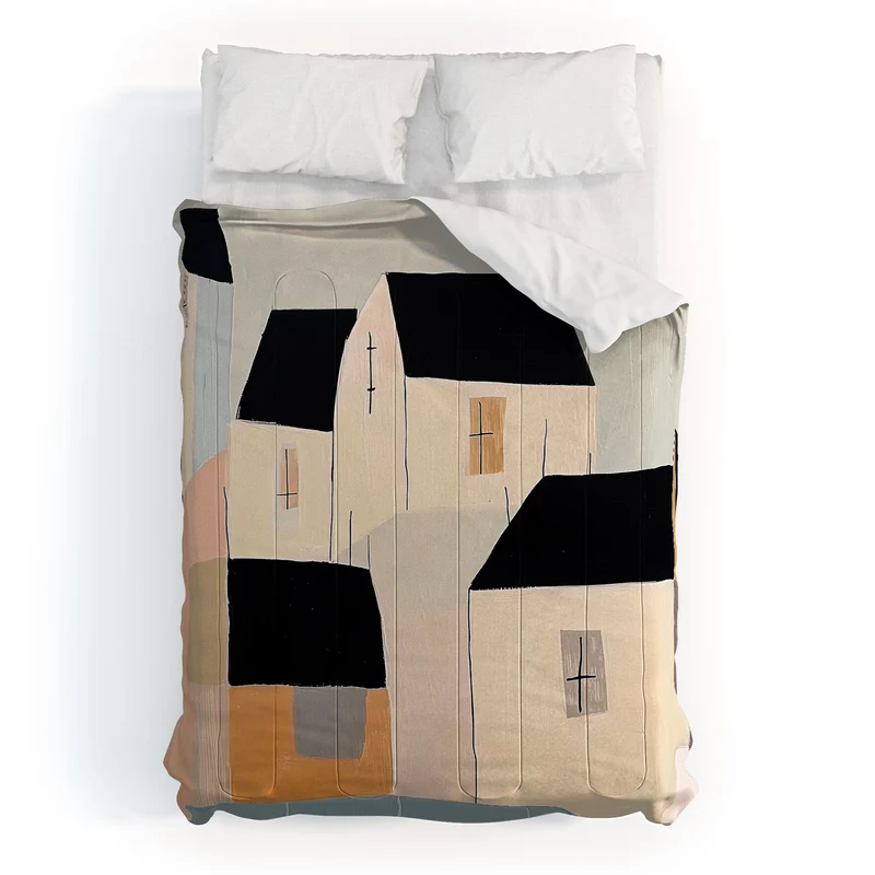Folk Village Houses Comforter