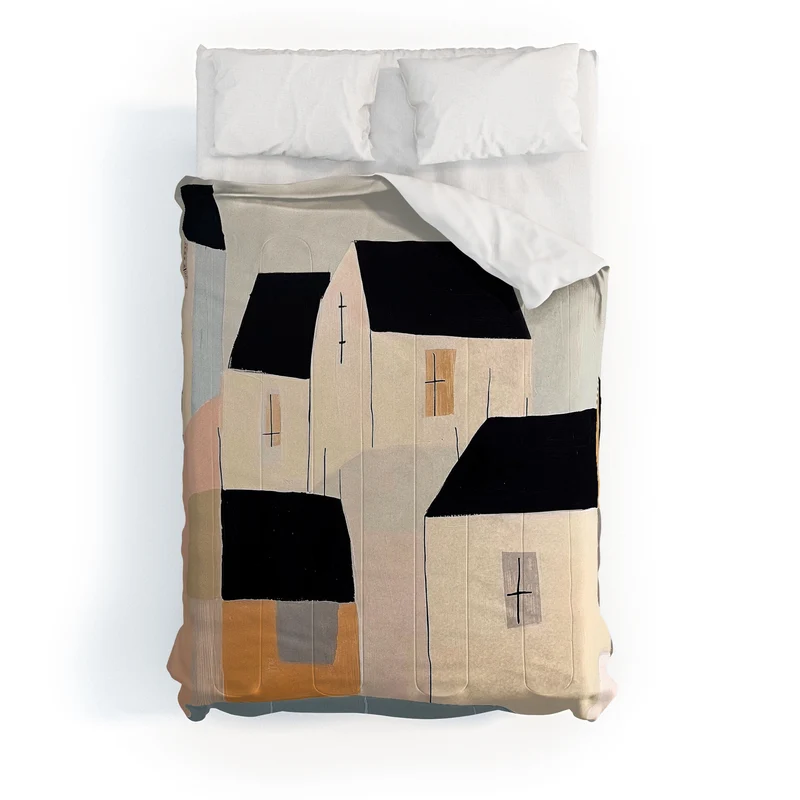 Folk Village Houses Comforter