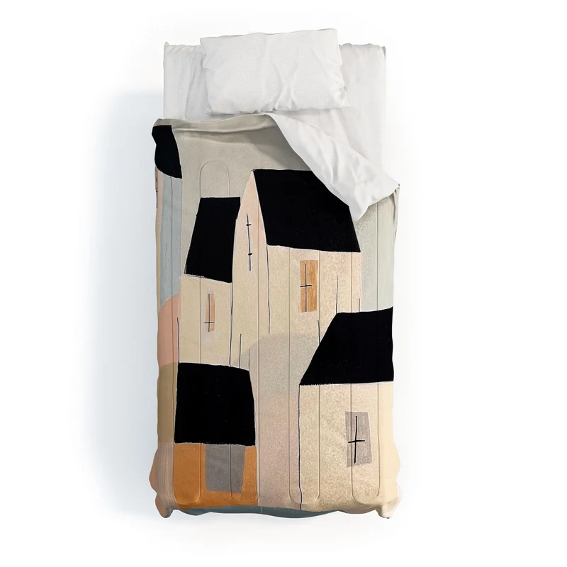 Folk Village Houses Comforter