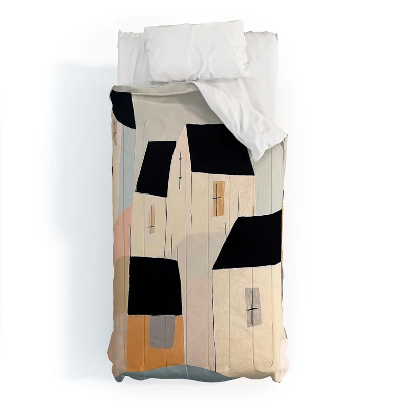 Folk Village Houses Comforter