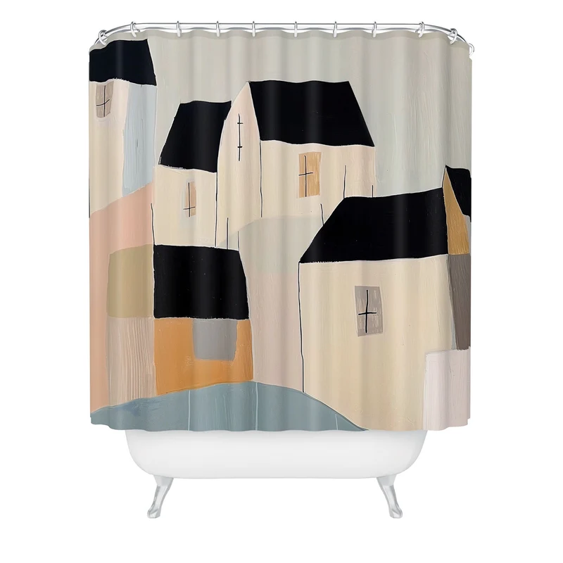 Folk Village Houses Shower Curtain