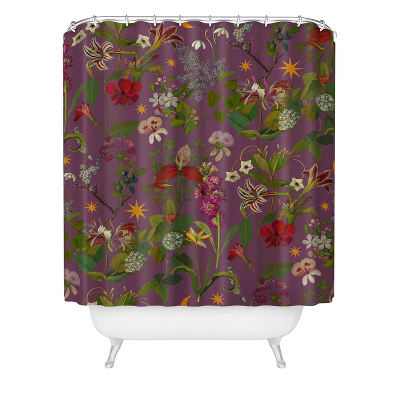 Amryllis Star Wine Shower Curtain