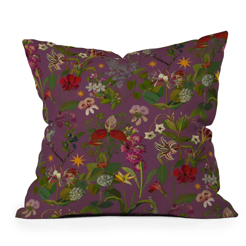 Amryllis Star Wine Throw Pillow