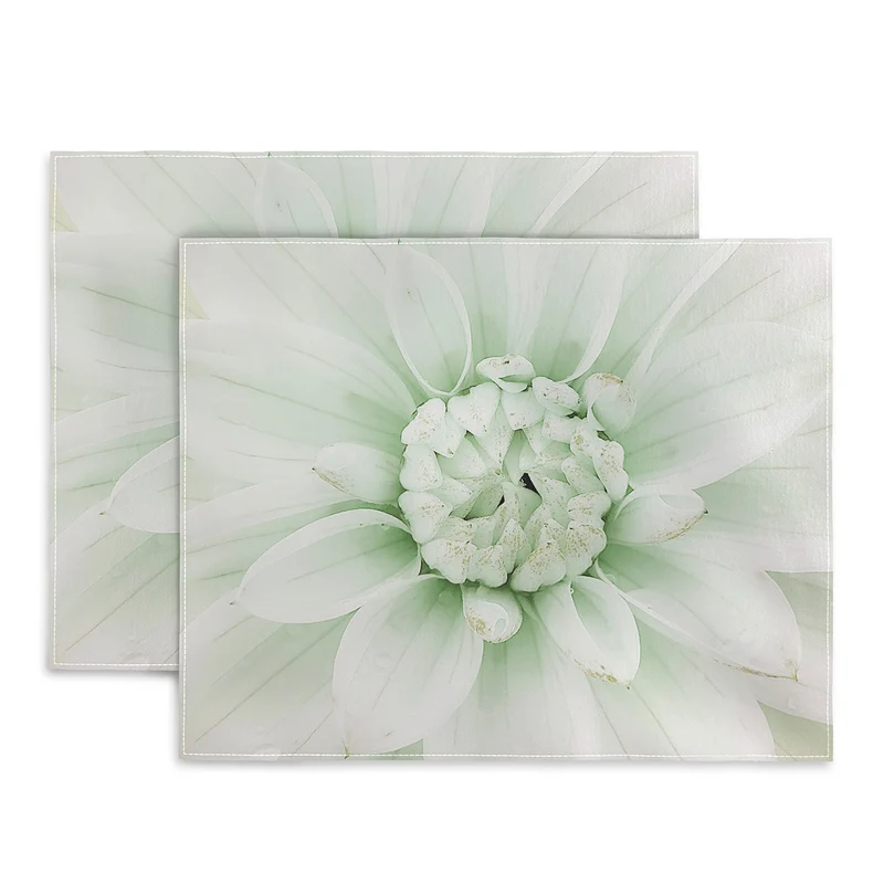 Ethereal dahlia closeup soft sage green botanical art lll Placemat