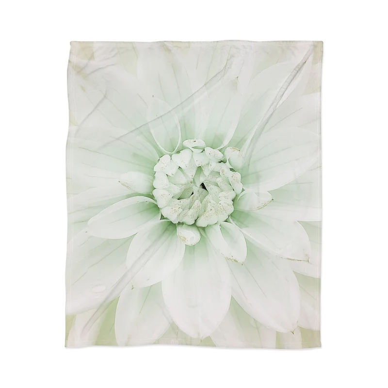 Ethereal dahlia closeup soft sage green botanical art lll Throw Blanket