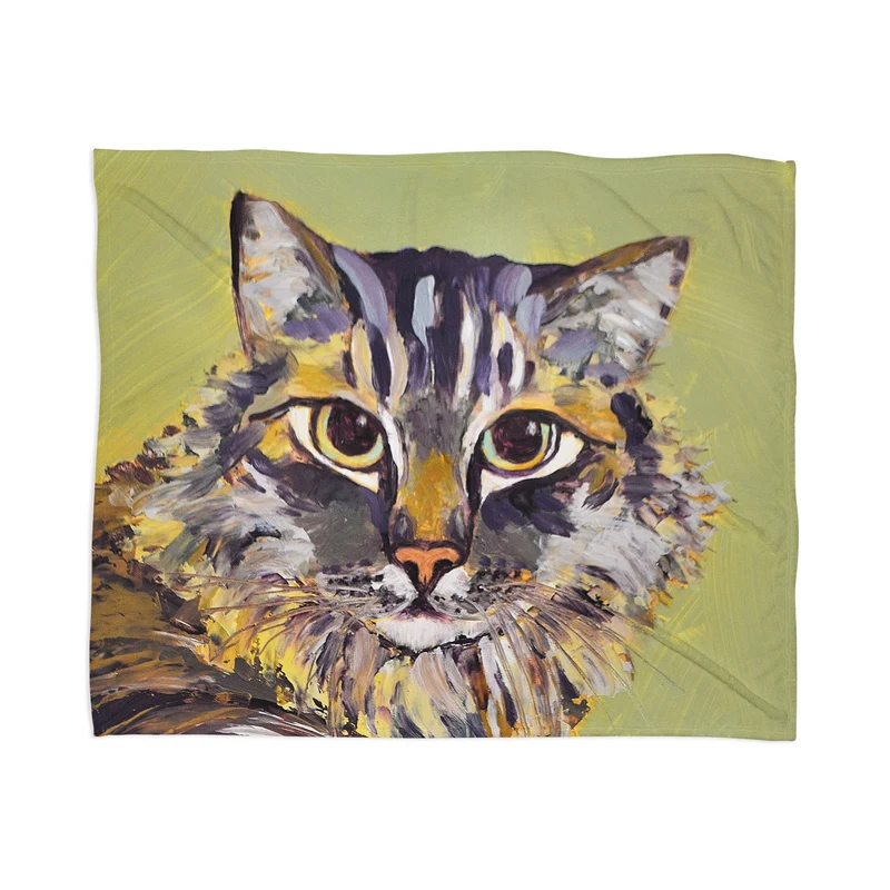 Contemporary Feline Portrait Throw Blanket