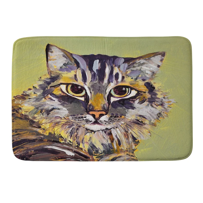 Contemporary Feline Portrait Bath Mat