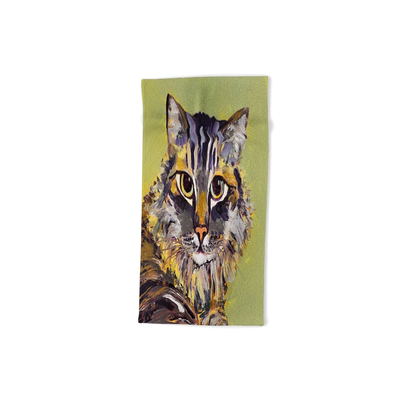 Contemporary Feline Portrait Bath Towel