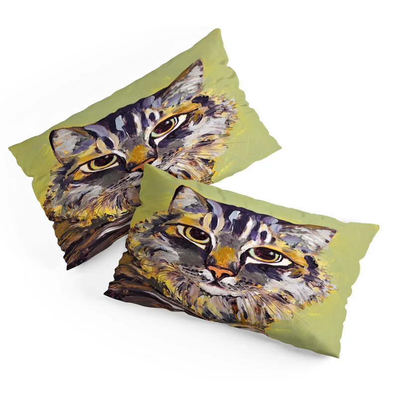 Contemporary Feline Portrait Pillow Sham