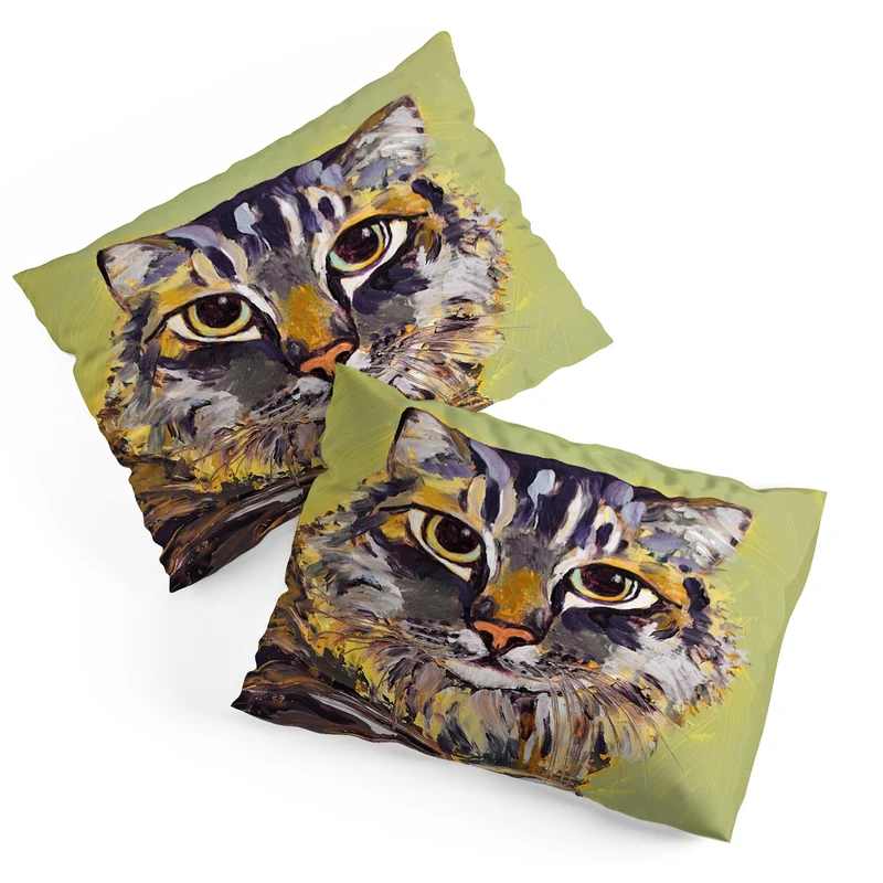 Contemporary Feline Portrait Pillow Sham