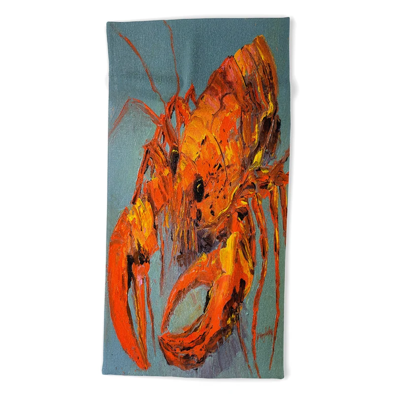 Vibrant Lobster Portrait Bath Towel