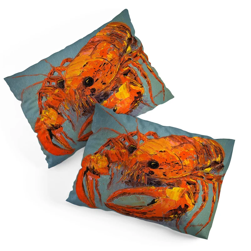Vibrant Lobster Portrait Pillow Sham