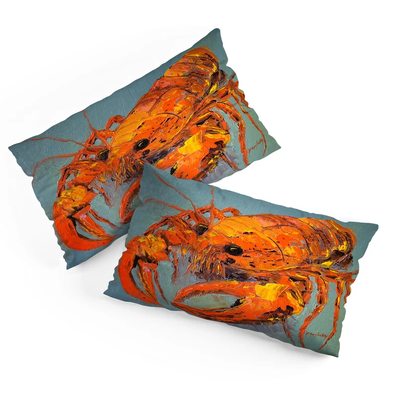 Vibrant Lobster Portrait Pillow Sham