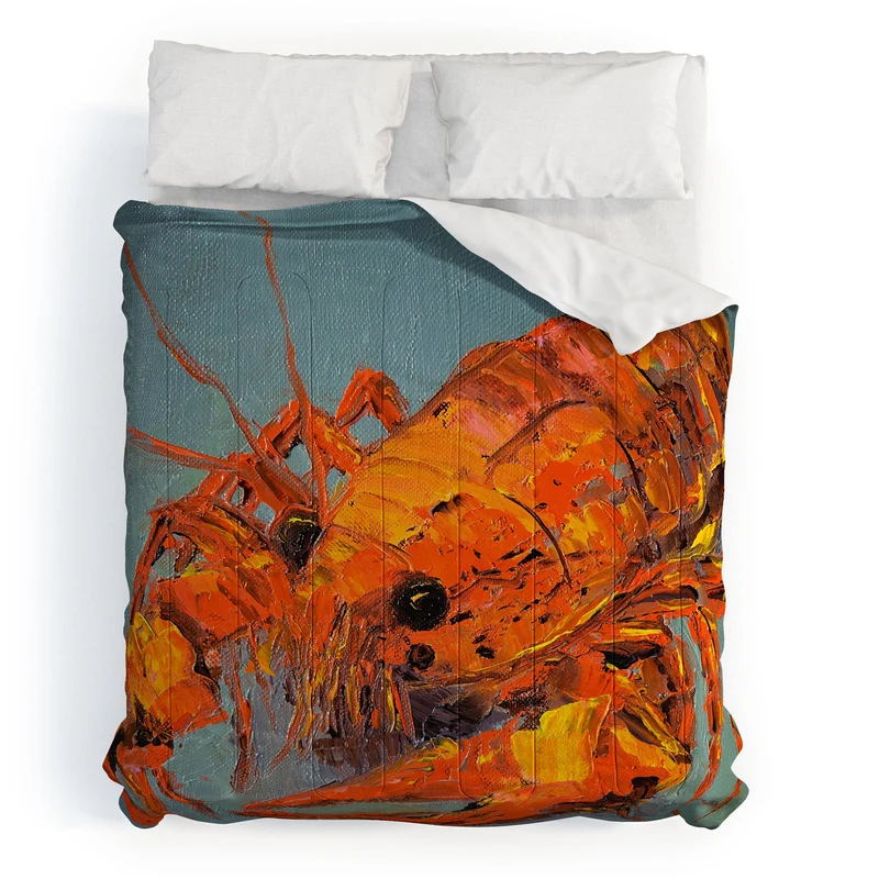 Vibrant Lobster Portrait Comforter