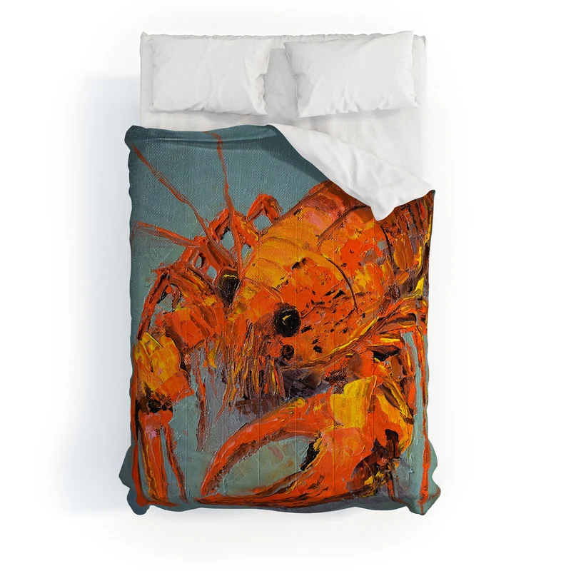 Vibrant Lobster Portrait Comforter