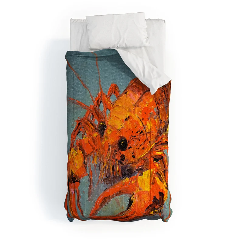 Vibrant Lobster Portrait Comforter