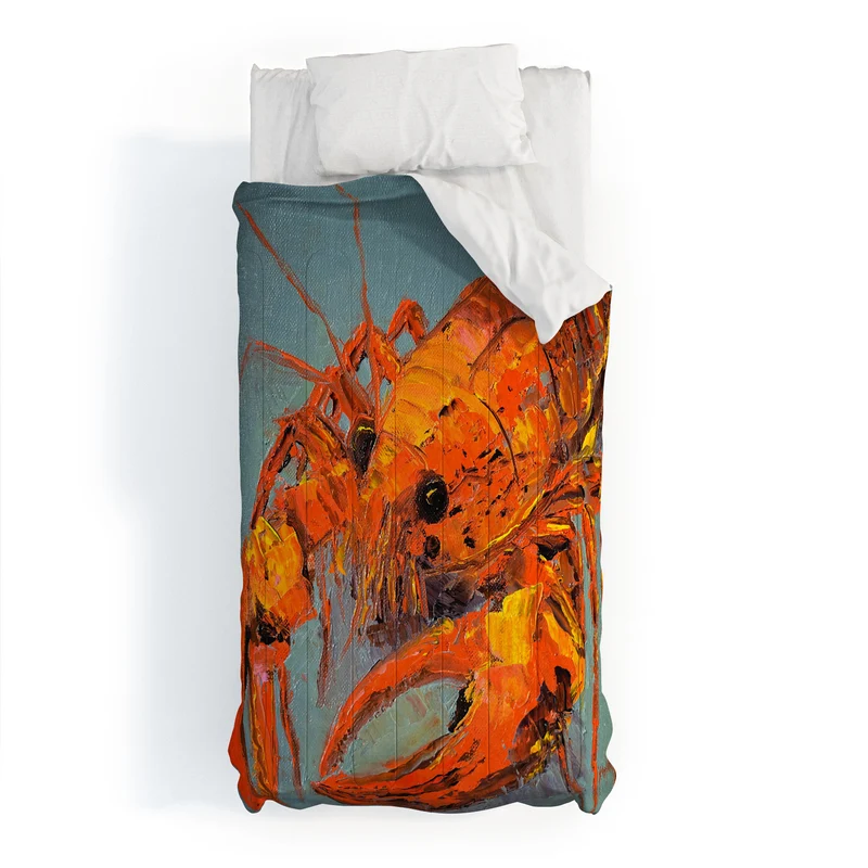 Vibrant Lobster Portrait Comforter