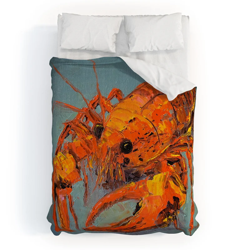 Vibrant Lobster Portrait Duvet Cover