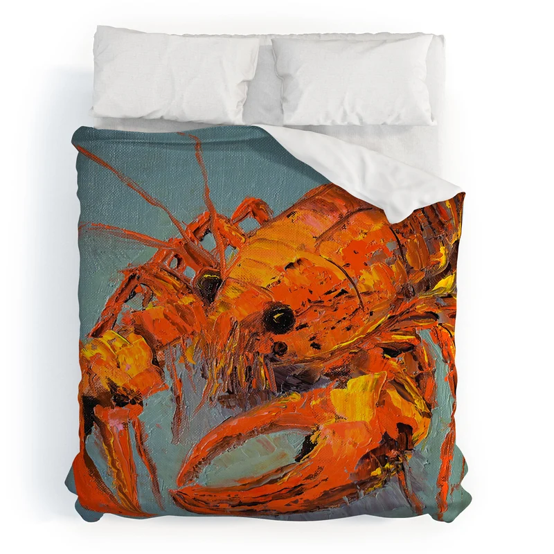 Vibrant Lobster Portrait Duvet Cover