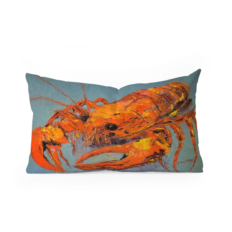 Vibrant Lobster Portrait Rectangular Pillow