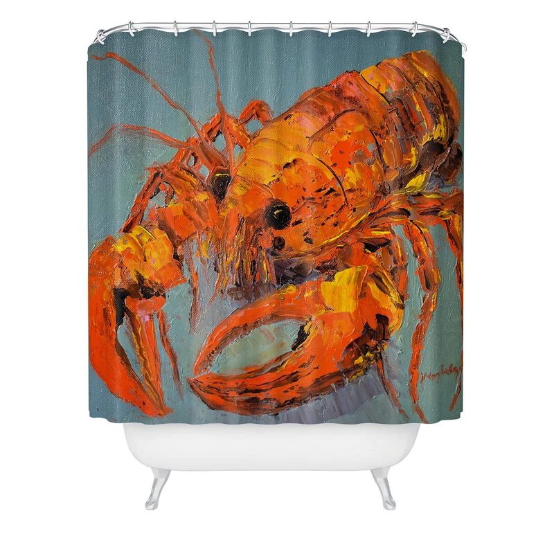 Vibrant Lobster Portrait Shower Curtain