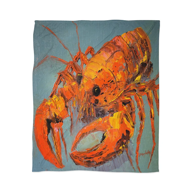 Vibrant Lobster Portrait Throw Blanket