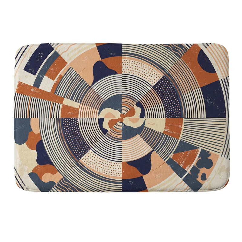 MidCentury Terracotta Abstract Geometric Bath Mat