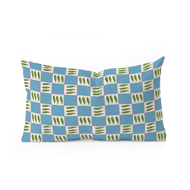 Green Pea Pods Retro Tile Pattern Rectangular Pillow