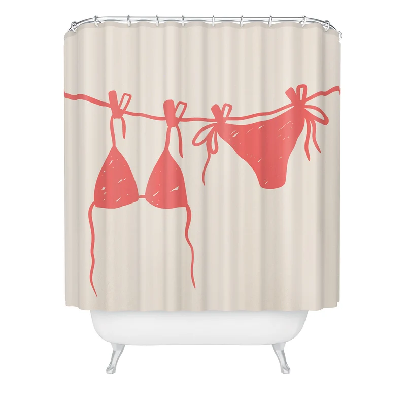 red bikini on clothesline Shower Curtain