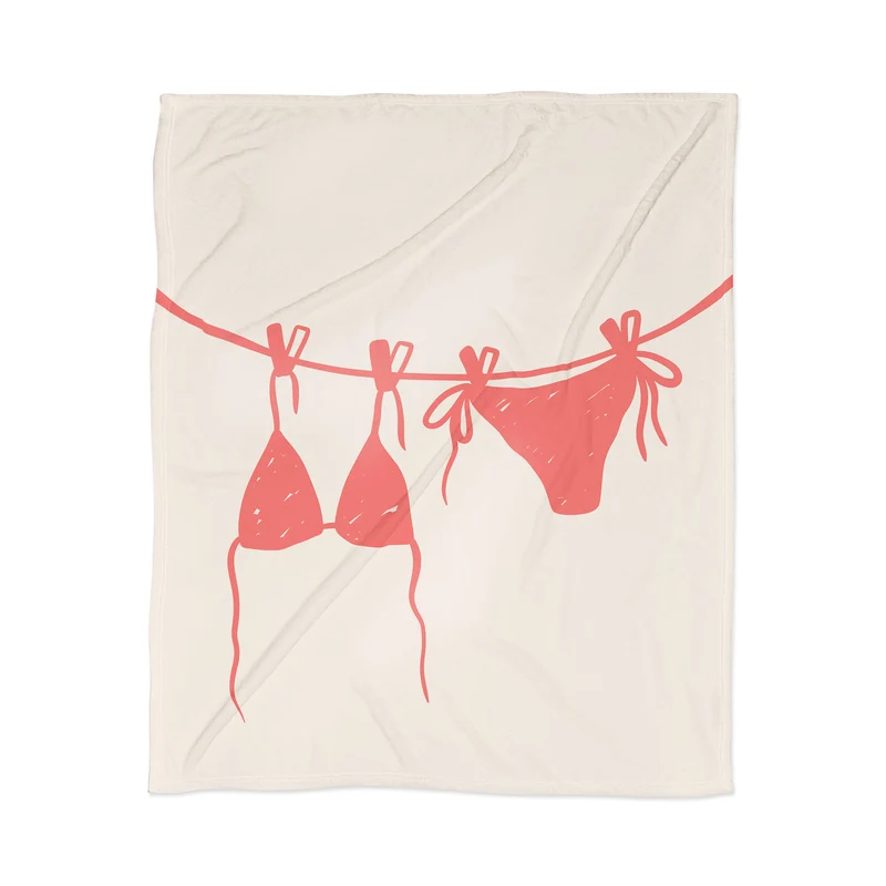 red bikini on clothesline Throw Blanket