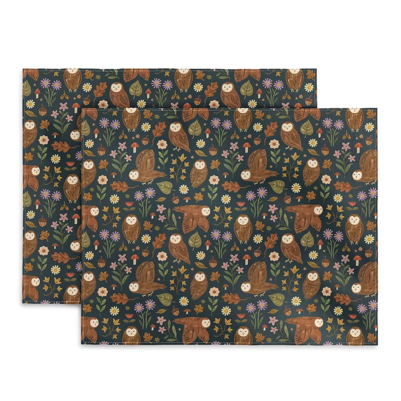 Folksy Fall Owls Placemat
