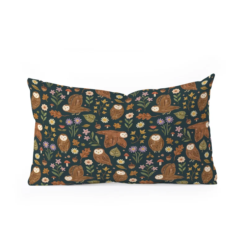 Folksy Fall Owls Rectangular Pillow