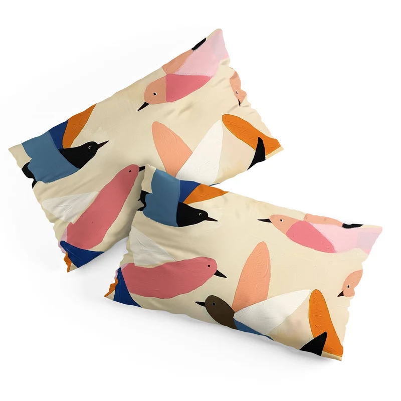 Colorful Birds in Flight Pillow Sham
