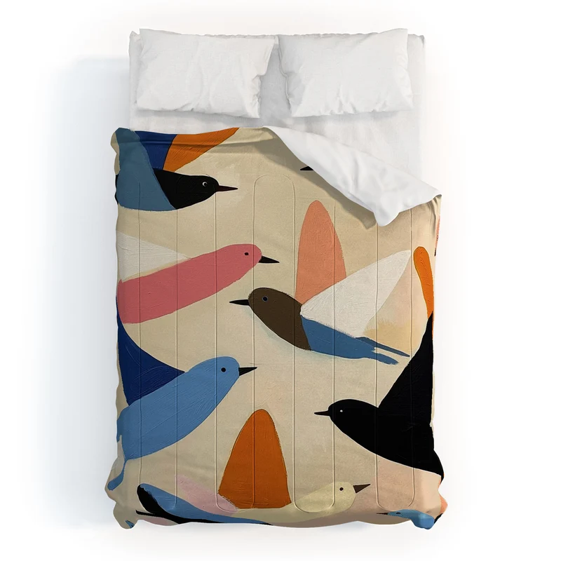 Colorful Birds in Flight Comforter