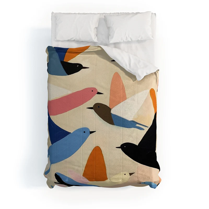 Colorful Birds in Flight Comforter