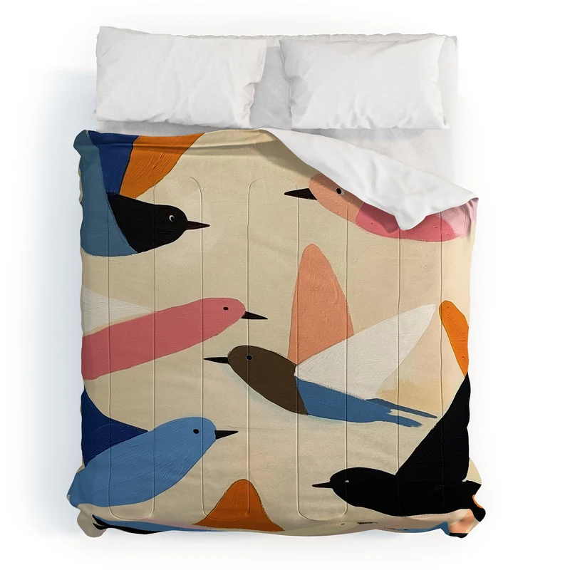 Colorful Birds in Flight Comforter