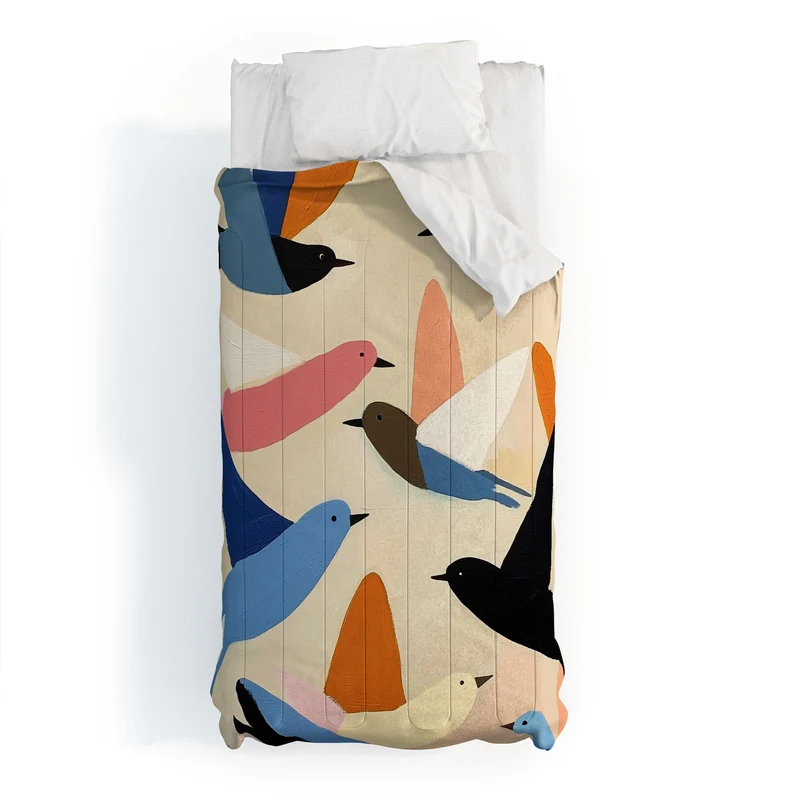 Colorful Birds in Flight Comforter