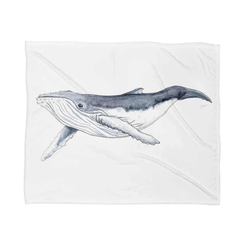Cute baby humpback whale Throw Blanket