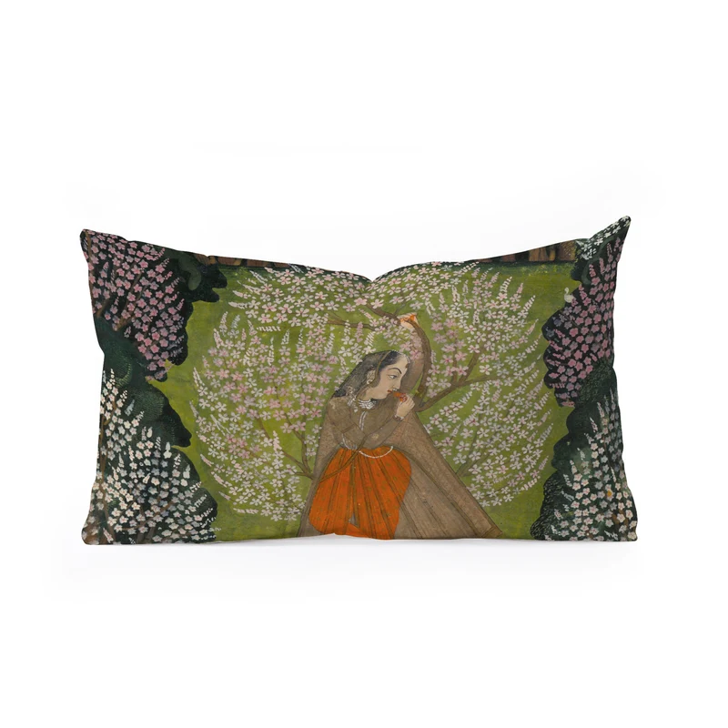 Padmini Nayika Indian Miniature Rectangular Pillow