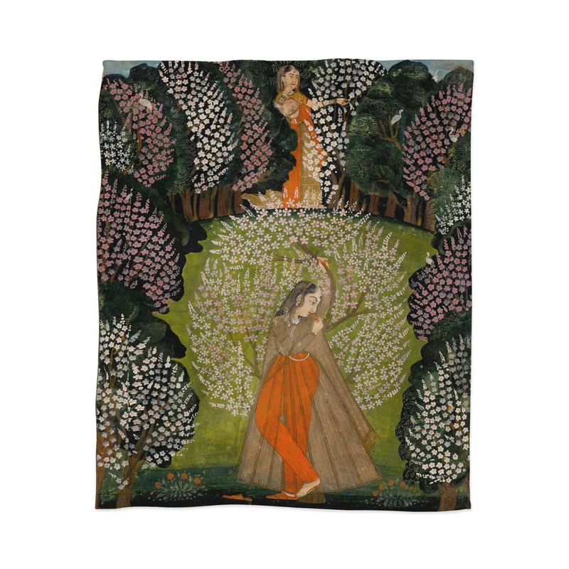 Padmini Nayika Indian Miniature Throw Blanket