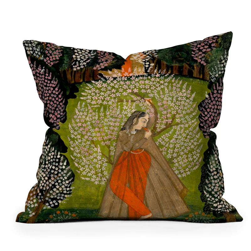 Padmini Nayika Indian Miniature Throw Pillow
